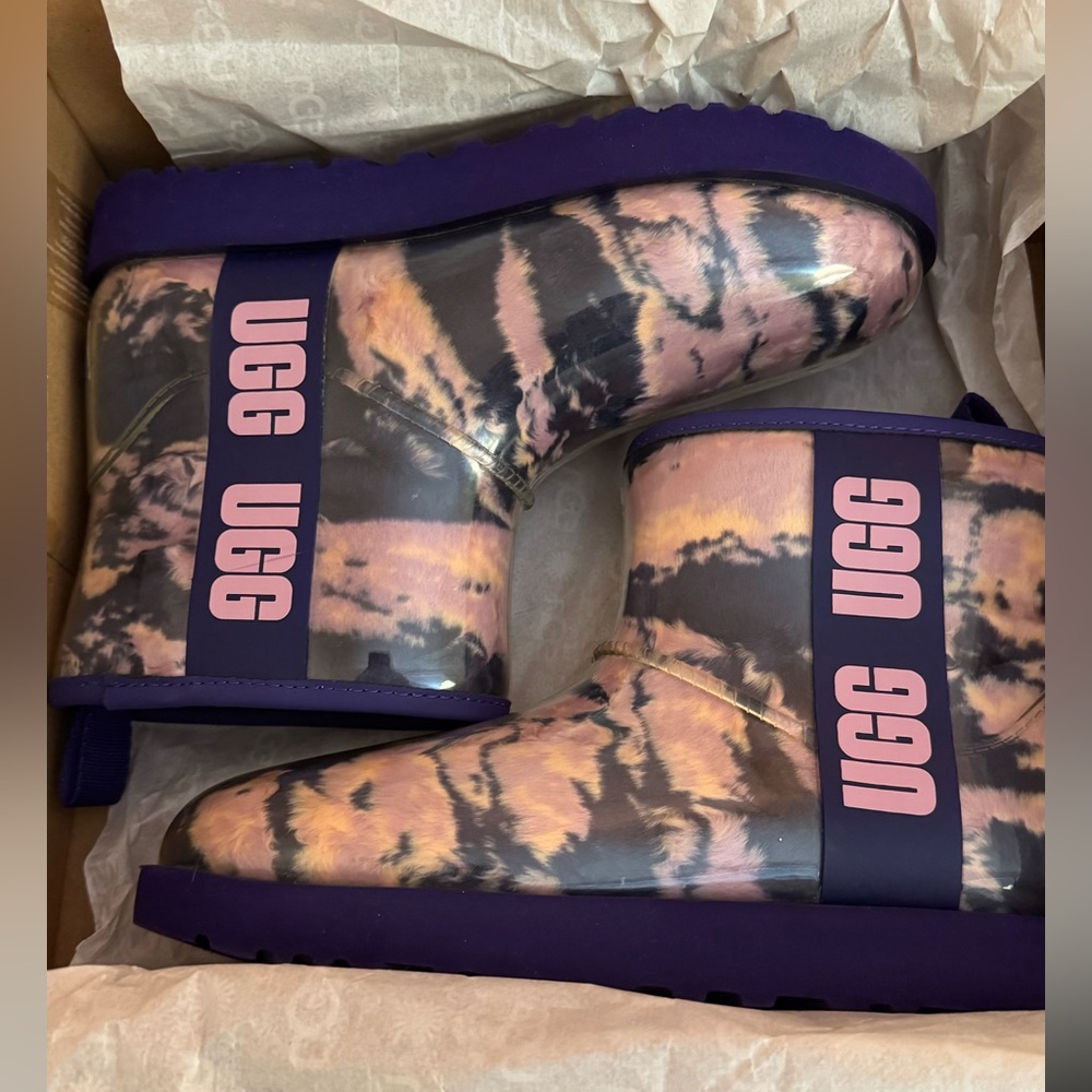 UGG Purple & Pink Tie-Dye Short Rain Boots